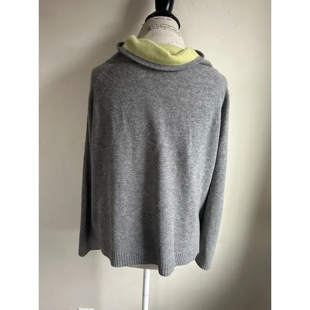 Lisa Todd Cashmere Merino Wool Sweater Women’s M Gray Cowl Neck Zip Knit MINT - Picture 4 of 13